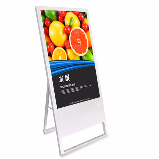43 Inch Floor Standing Portable Folding Network WiFi HD Digital Signage Video Player LED Minotor LCD Advertising Display for Restaurant/Hotel/Promotion