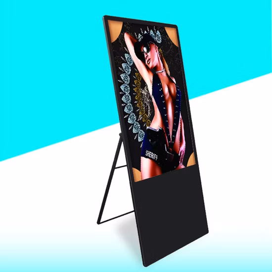 43 Inch Floor Standing Portable Folding Network WiFi HD Digital Signage Video Player LED Minotor LCD Advertising Display for Restaurant/Hotel/Promotion