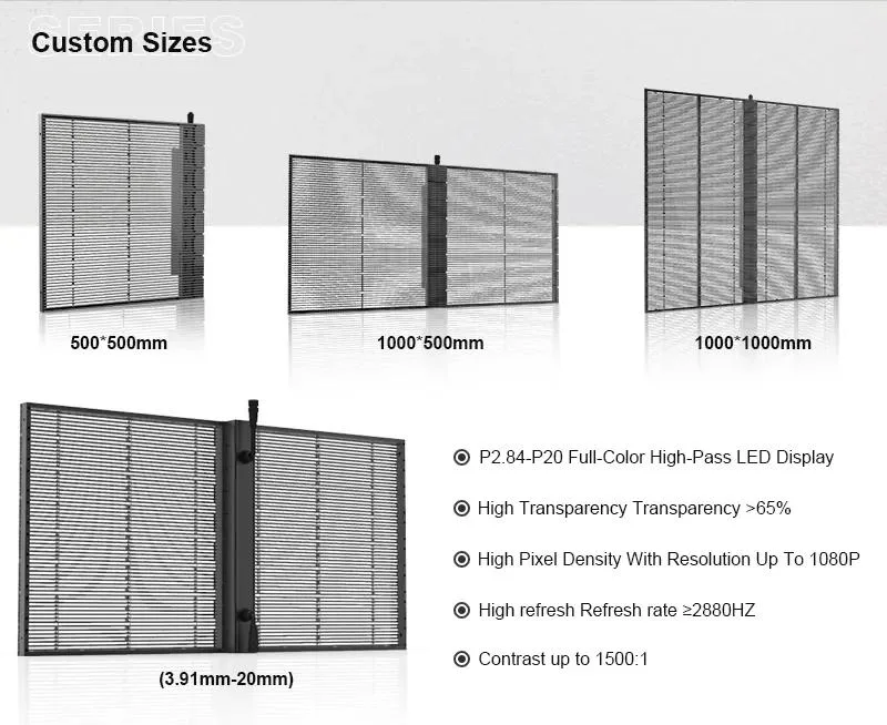 Indoor Outdoor Glass Window Curtain Transparent LED Display Screen P3.9-7.8 LED Video Wall Shopping Mall Advertising